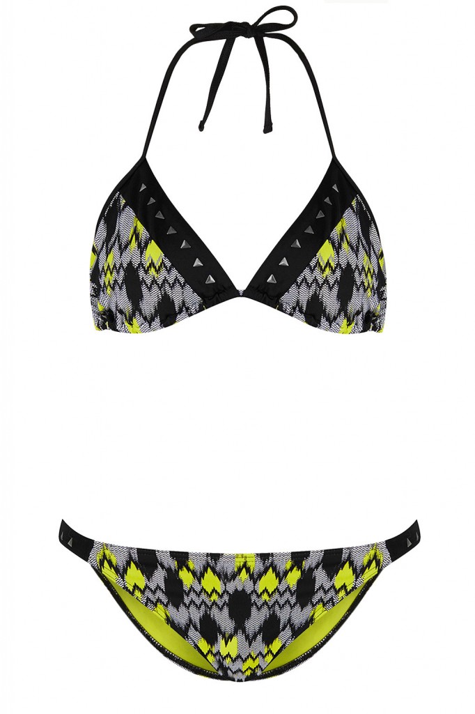 Lime Studded Triangle Bikini