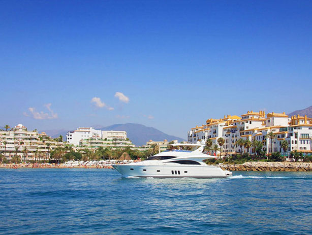 A large Yacht just off the coast of Marbella