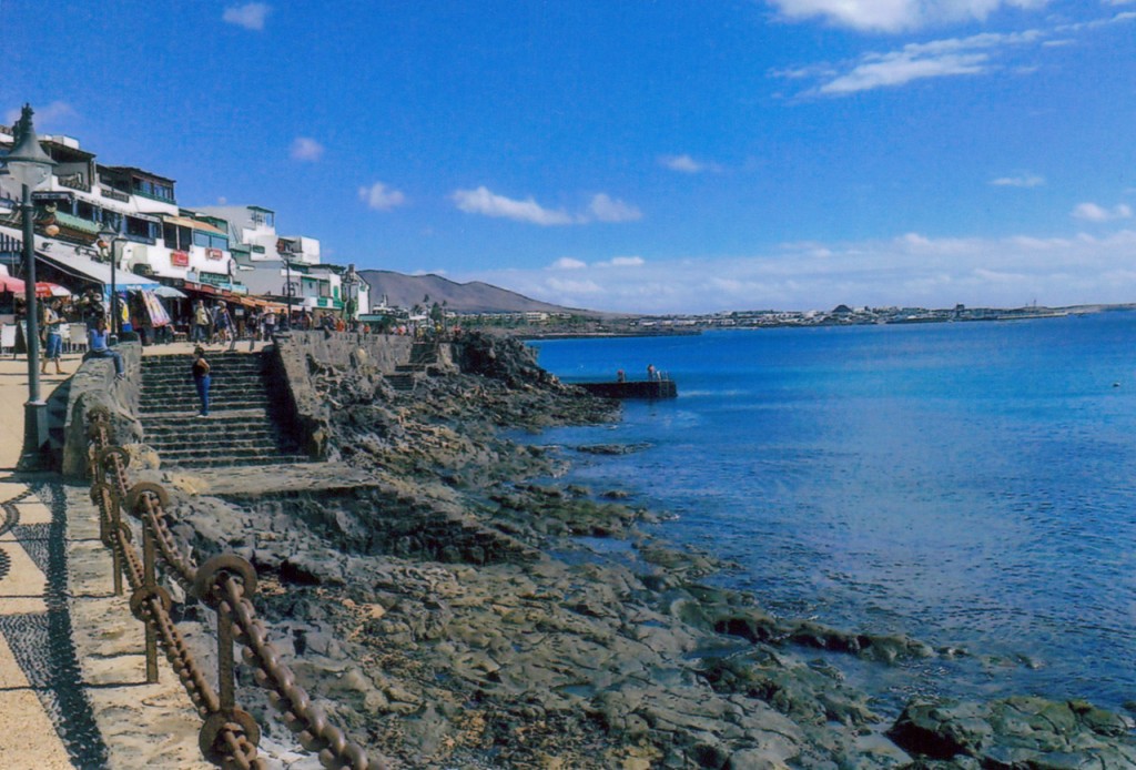 Playa Blanca promenade with restaurants, shops and bars overlooking the sea