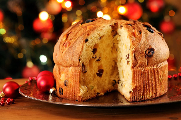 The sweet Panettone bread loaf is an Italian classic served as a dessert