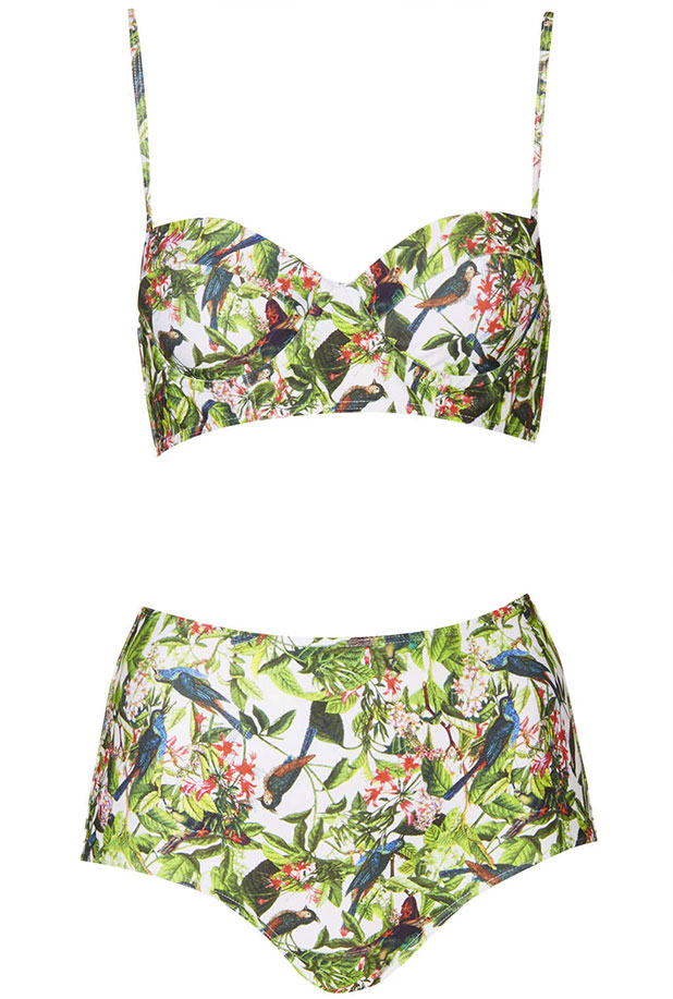 Tropical 50s style waisted bikini bottoms excellent for all shapes