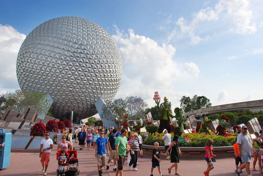 The Epcot (Spaceship Earth shown) is the second of the four parks at Walt Disney World.