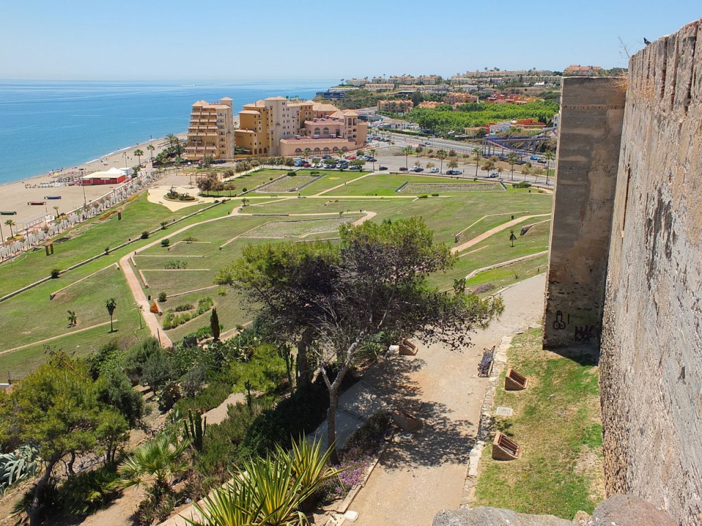 Fuengirola's Sohail Castle, showing the panoramic views, grounds and zig zagged paths