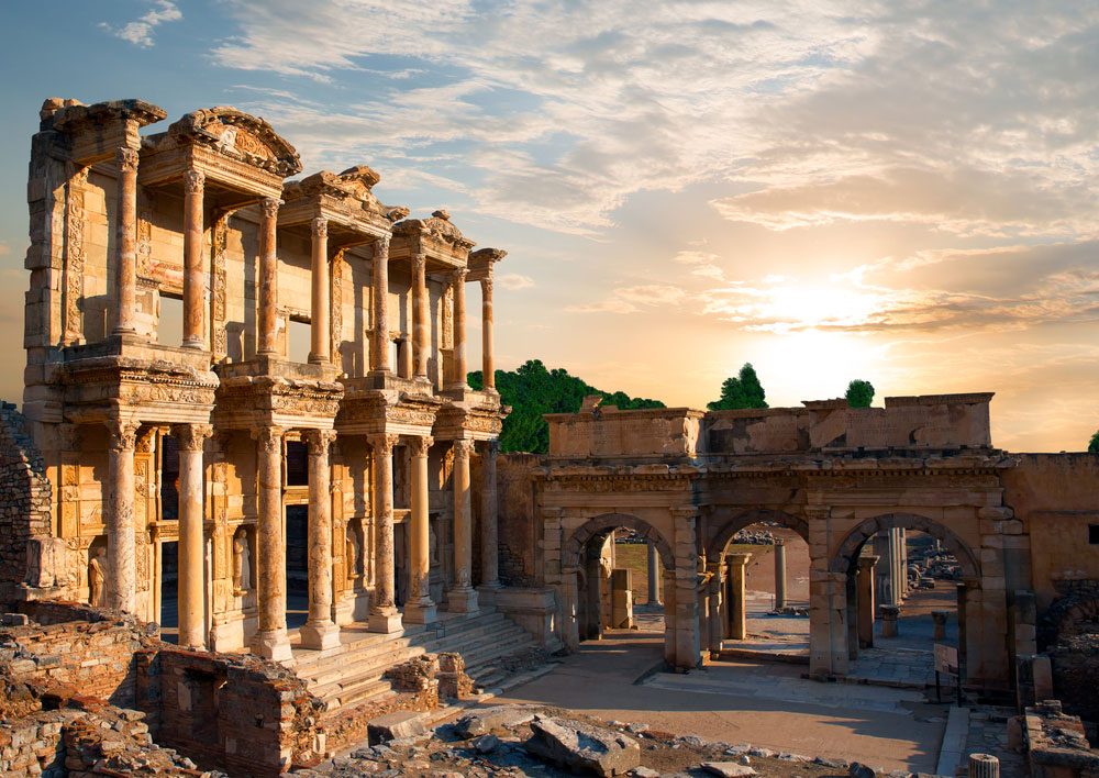 Ephesus is one of the Seven Ancient Wonders of the World, pictured is the Celsus Library