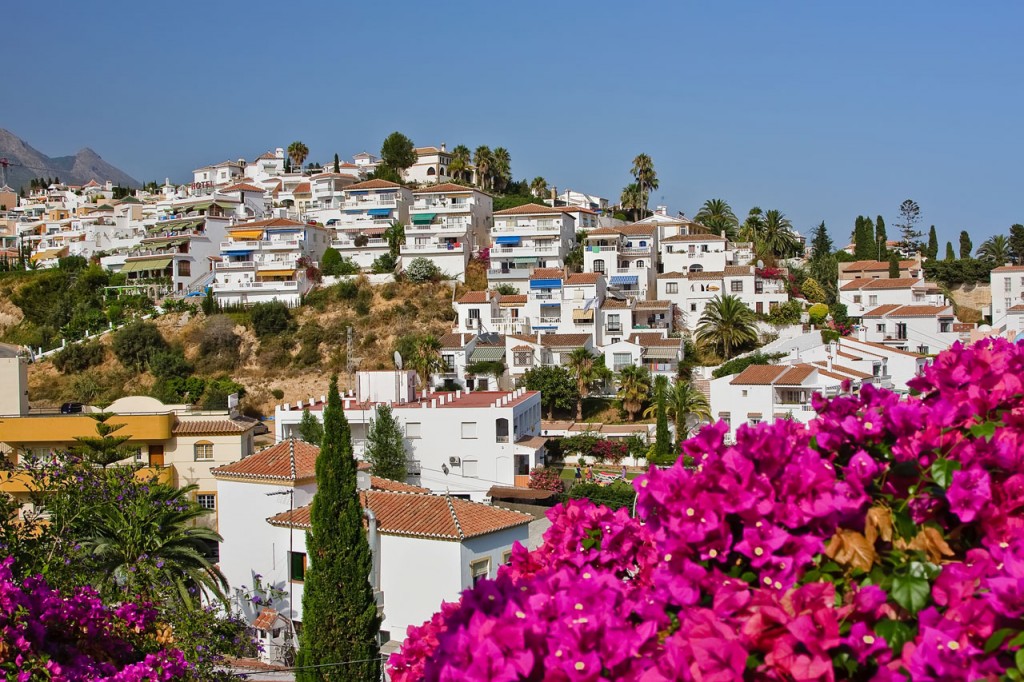 Andalucia is a beautiful region and only a short flight from the UK, Nerja showing whitewashed houses