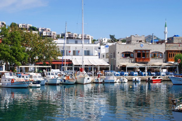 Yaliakavak old marina lined with restaurants offering beautiful sea views