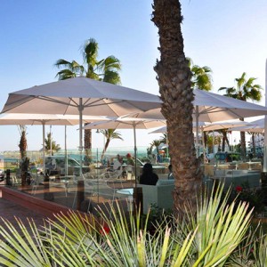 Restaurants on Agadir Marina with views of the yachts and sea