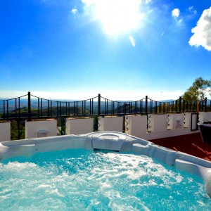 Villa SP004 showing the hot tub boasting stunning sea views